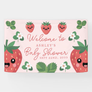 Banderoles Bienvenue à la Baby Shower Kawaii Strawberry