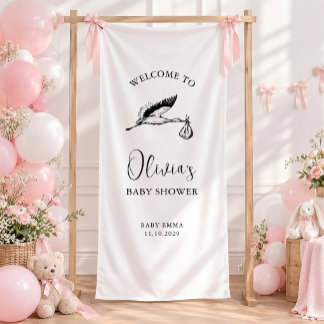 Banderoles Bienvenue à la Baby Shower Minimaliste avec Écritu