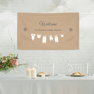 Banderoles Bienvenue à la Baby Shower Minimaliste Boho Sable