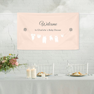 Banderoles Bienvenue à la Baby Shower Minimaliste Fille Coule
