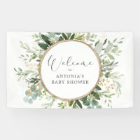 Bienvenue à la Baby Shower Neutre Vert Sauge Or