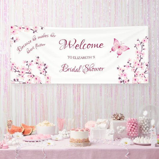 Banderoles Bienvenue à la Baby Shower Papillon Fleur de Ceris (Fête)