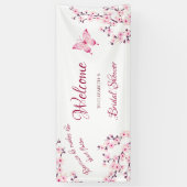 Banderoles Bienvenue à la Baby Shower Papillon Fleur de Ceris (Vertical)