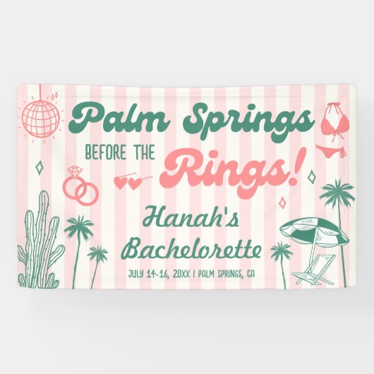 Banderoles Bienvenue à la Bachelorette Retro Palm Spring (Horizontal)