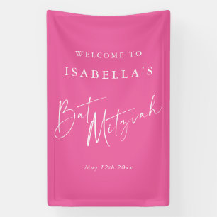 Banderoles Bienvenue à la Bat Mitzvah Rose Chaud Minimaliste