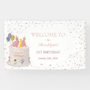 Banderoles Bienvenue à la fête d'anniversaire des jumelles La