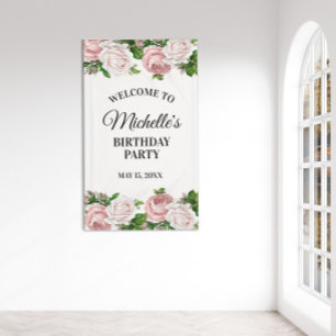 Banderoles Bienvenue à la fête d'anniversaire florale vintage