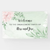 Banderoles Bienvenue à la fête d'engagement Rose Eucalyptus (Horizontal)
