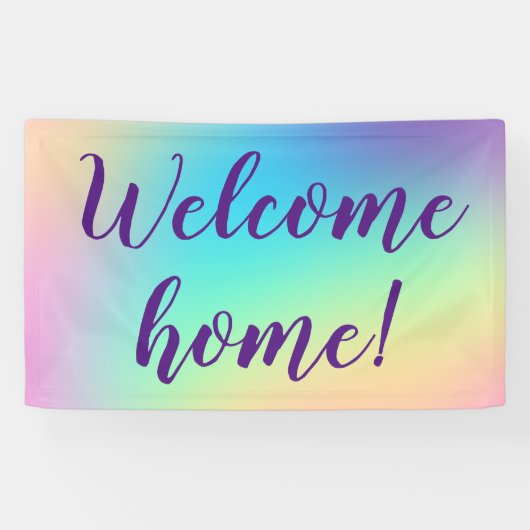 Banderoles Bienvenue à la maison ! Bandeau arc-en-ciel Pastel (Horizontal)