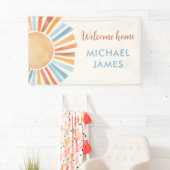 Banderoles Bienvenue à la maison bébé garçon soleil boho sole (En situation)