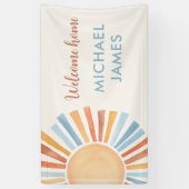 Banderoles Bienvenue à la maison bébé garçon soleil boho sole (Vertical)