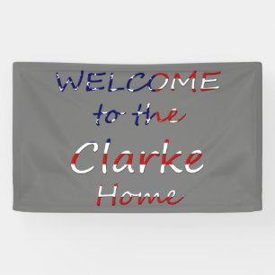 Banderoles Bienvenue à la maison YourName sur USA Flag (h) b