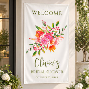 Banderoles Bienvenue à la réception de mariage rose orange mo