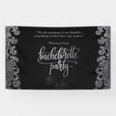 Banderoles Bienvenue à la soirée de bachelorette gothique noi (Horizontal)