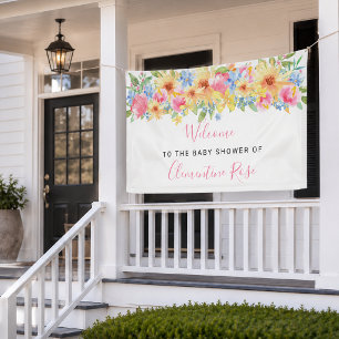 Banderoles Bienvenue à la soirée de mariage floral rose et ja
