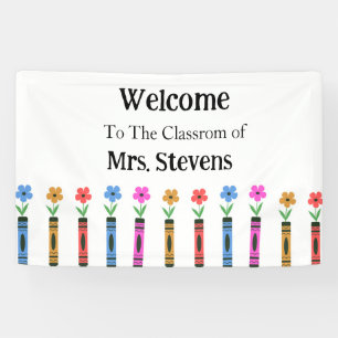 Banderoles Bienvenue à l'école crayons floraux de la salle de