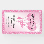 Banderoles Bienvenue à mon 45e anniversaire - rose/blanc (Horizontal)