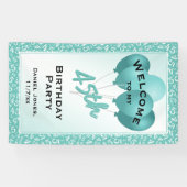 Banderoles Bienvenue à mon 45e anniversaire - Turquoise/blanc (Horizontal)