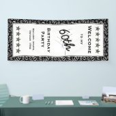 Banderoles Bienvenue à mon 60e anniversaire noir et blanc (Salon professionnel)