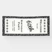 Banderoles Bienvenue à mon 60e anniversaire noir et blanc (Horizontal)