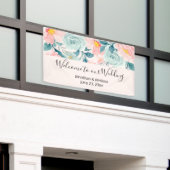 Banderoles Bienvenue à notre frontière florale rose et verte  (Bâtiment extérieur)