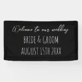 Banderoles Bienvenue à notre mariage écriture en noir et blan (Horizontal)