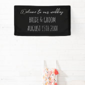 Banderoles Bienvenue à notre mariage écriture en noir et blan (Insitu)