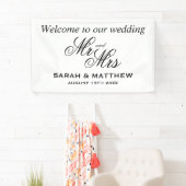 Banderoles Bienvenue à notre mariage élégant M. et Mme script (En situation)