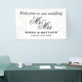 Banderoles Bienvenue à notre mariage élégant M. et Mme script (Salon professionnel)
