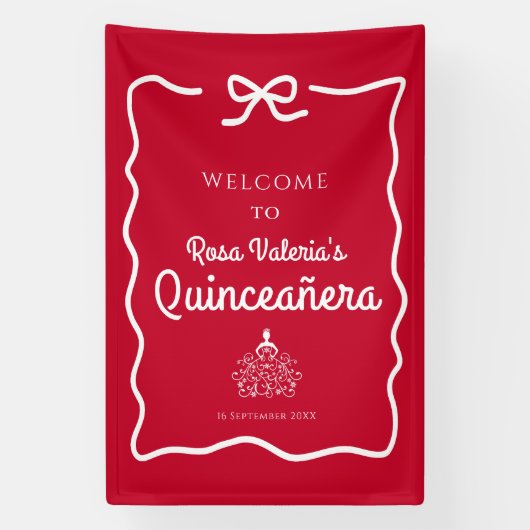 Banderoles Bienvenue à Red Quinceañera (Verticale)