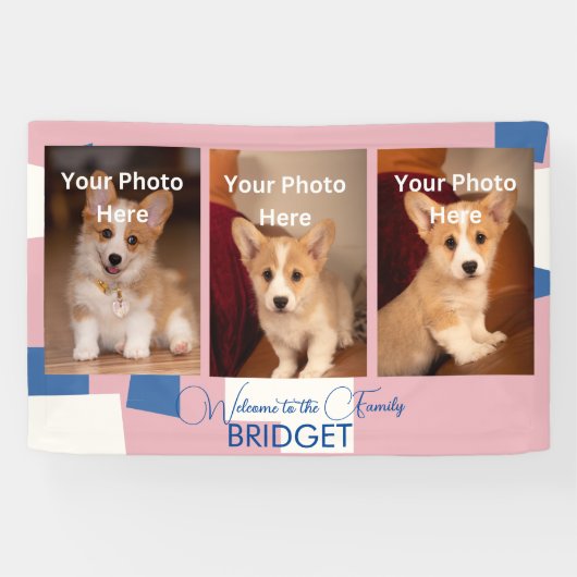 Banderoles Bienvenue Accueil Nouveau Chiot, Douche Chiot (Horizontal)