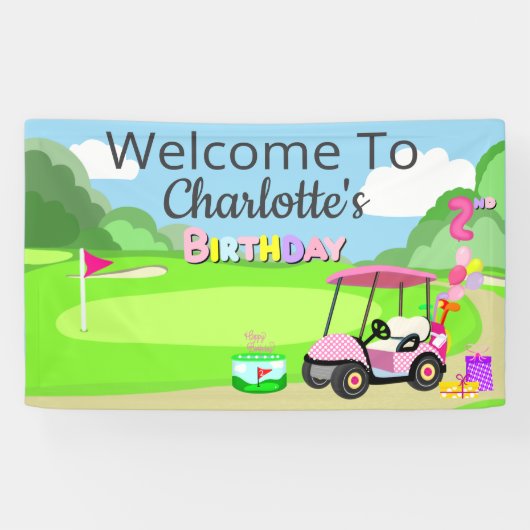 Banderoles Bienvenue Au 2E Anniversaire Polka Dot Pink Girly (Horizontal)