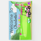 Banderoles Bienvenue Au 2E Anniversaire Polka Dot Pink Girly (Vertical)