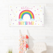 Banderoles Bienvenue au Baby shower Rainbow (En situation)
