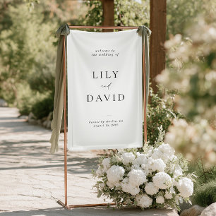 Banderoles Bienvenue au mariage minimaliste moderne noir et b