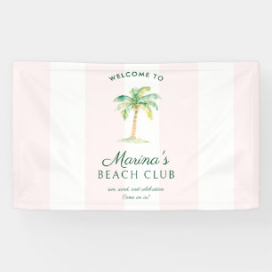 Banderoles Bienvenue au Pink Cabana Stripes Palm Beach Club