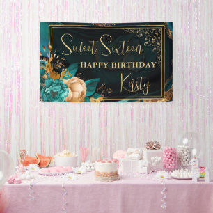Banderoles Bienvenue au Sweet 16 avec des fleurs d'agate sarc