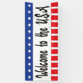 Banderoles Bienvenue aux Etats-Unis avec étoiles et rayures (Vertical)