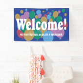Banderoles Bienvenue avec ballons colorés (En situation)