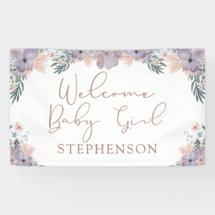 Banderoles Bienvenue Baby Girl Aquarelle Floral Personnalisé
