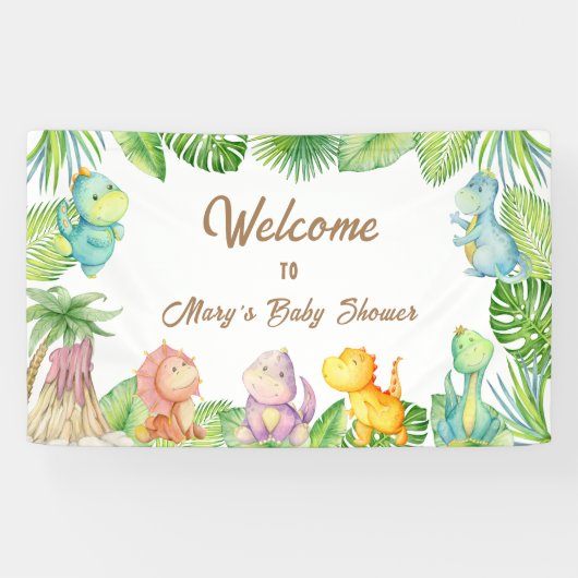 Banderoles Bienvenue Bébé Dinosaure (Horizontal)