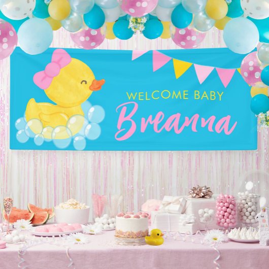 Banderoles Bienvenue Bébé Grande fille Baby shower en caoutch