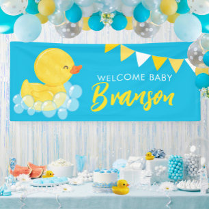 Banderoles Bienvenue Bébé Nom Grand Canard en Caoutchouc Baby