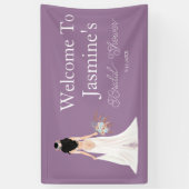 Banderoles Bienvenue Boho Black Hair Bride (Vertical)