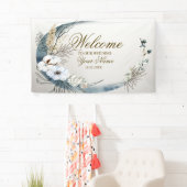 Banderoles Bienvenue Boho White Orchid Flowers Blue Moon Part (En situation)