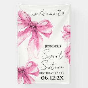 Banderoles Bienvenue Coquette Ruban Rose Script Fête Sweet 16
