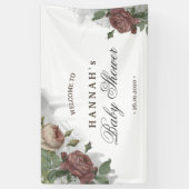 Banderoles Bienvenue dans l'aquarelle de rose de Bourgogne Fl (Vertical)