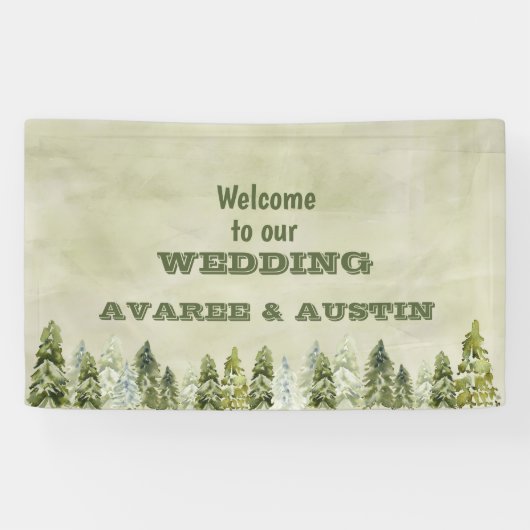 Banderoles Bienvenue dans notre forêt Mariage (Horizontal)