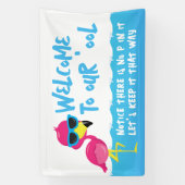 Banderoles Bienvenue dans notre piscine Flamingo (Verticale)