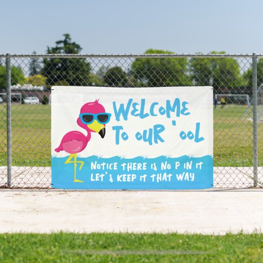 Banderoles Bienvenue dans notre piscine Flamingo (Insitu)
